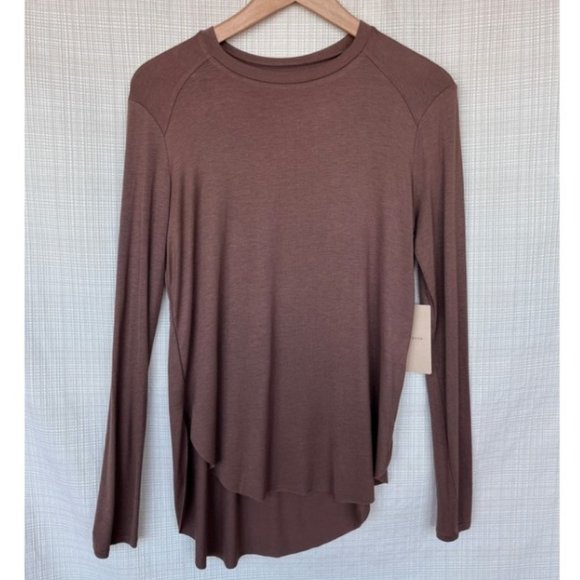 NWT Halogen Mocha Mousee Color of Year Long Sleeve T Shirt Soft - Picture 1 of 10